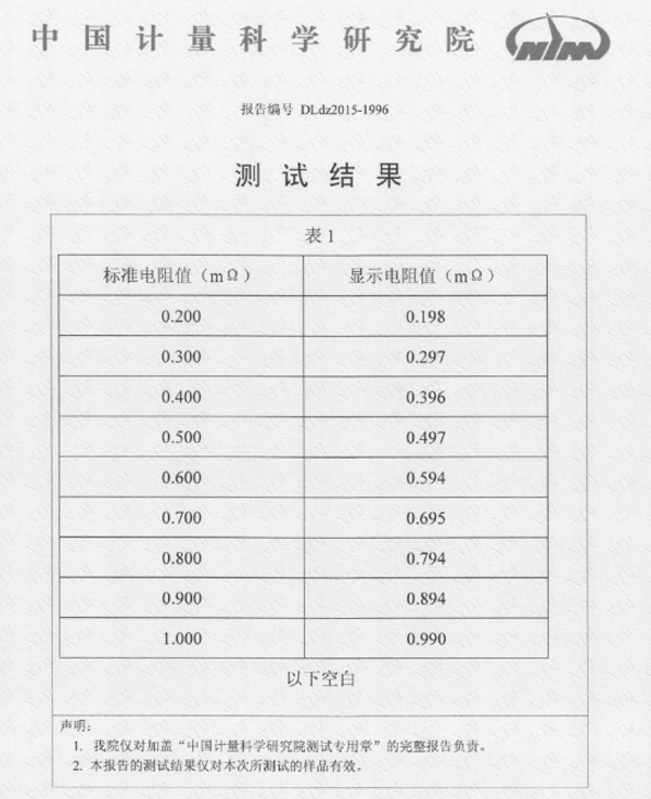 蓄电内阻测试结果