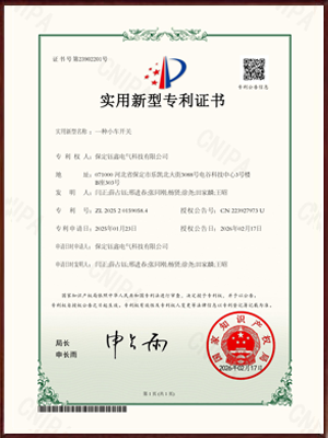 一种小车开关实用新型专利证书